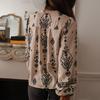 Women Shirt Ruffle Trim Neckline Long Sleeve Imitation Pearl Buttons Shirt Tops Spring Summer