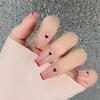 24Pcs Medium Red Heart Fake Nails With Red Edge Bright Square Full Coverage Reusable Press On Nail Art