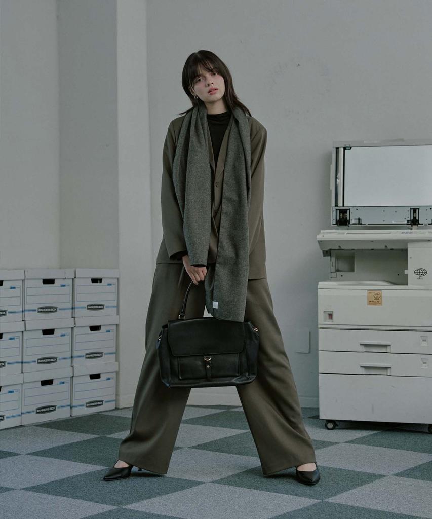 Mualeumoa Wool Blend Semi Wide Pants - Grayish Brown