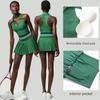 Fashion Sports Fitness Tennis Skirt Skirt Women's Fashion Tape Quick-Drying with Chest Pad V Neck Yoga Clothes Vest Suit
