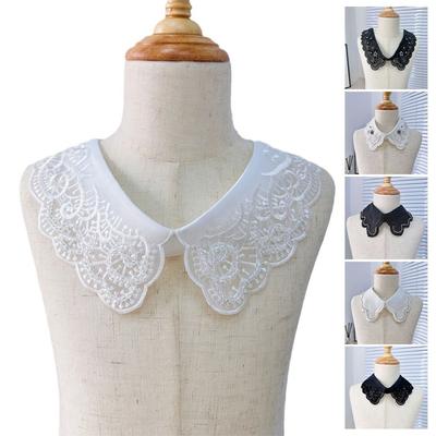 Imitation Pearl Fake Collar Versatile Lace Up Shawl Insignia Women's Lace Collar Mesh Detachable Shirt Collar Accessory Women