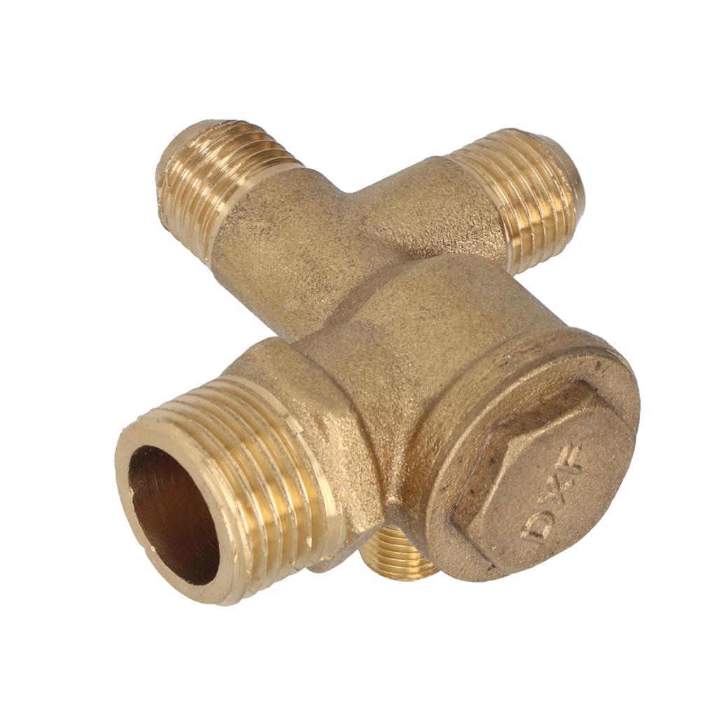 Composants de Rechange pour Valve de Compresseur d'Air Laiton Clapet Anti-Retour 4 Voies Double Tuyau