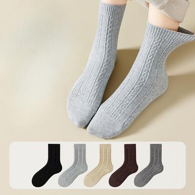 Damen Herbst- und Winterwarme Fleece- und Verdickte Schlingen Antibakterielle Mid-Calf Wollsocken