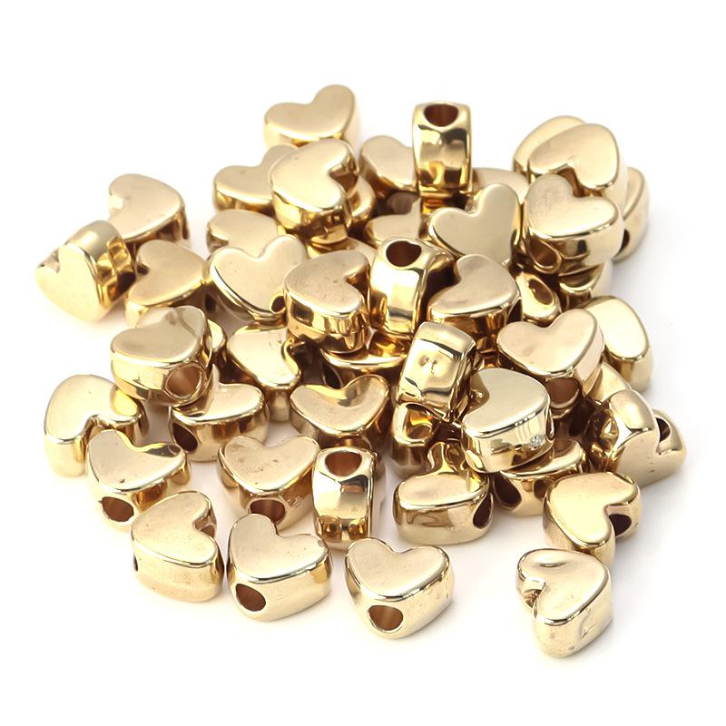 

50 шт. Гальванизированные бусины в форме персикового сердца с большим отверстием - Разделительные аксессуары для изготовления украшений своими руками Diameter 12mm, Thickness 7mm, Hole 3.5mm