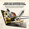 1.5M 4-in-1 Fast Charging Cable with LED Indicator 240W USB C  Universal Cable with Lightning/Micro-USB/Type-C Ports for All Phones Tablets Power