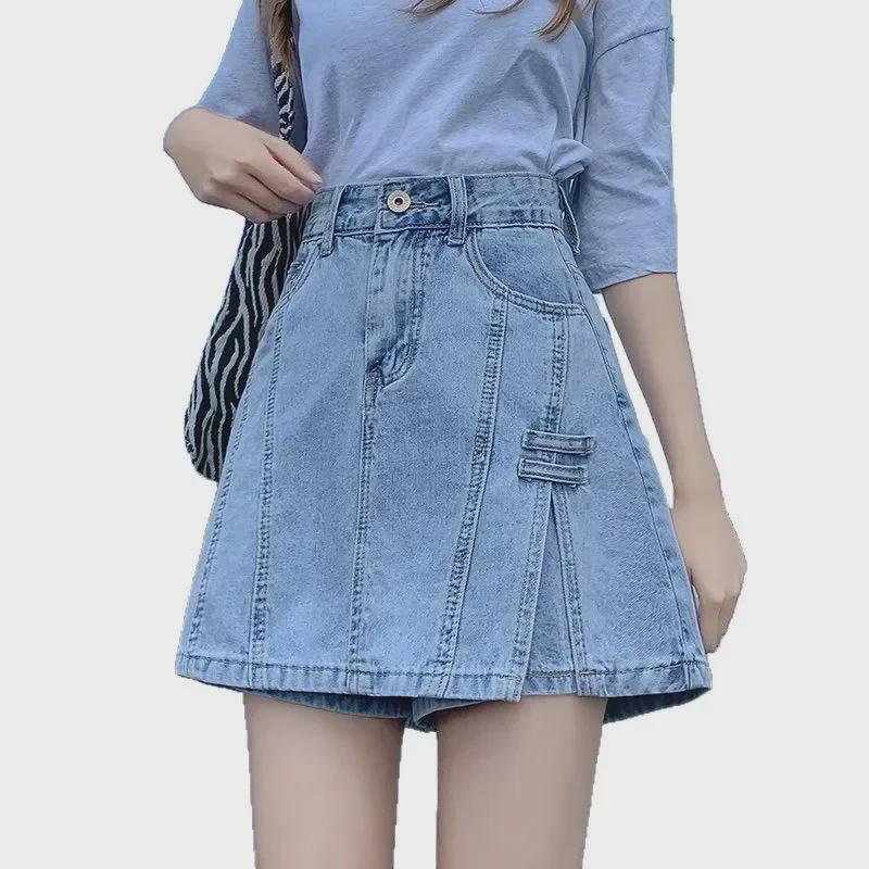 Schlankmachender A-Linien-Minirock aus Denim mit hoher Taille und Schlitz - Damenmode Frühjahr/Sommer 2025