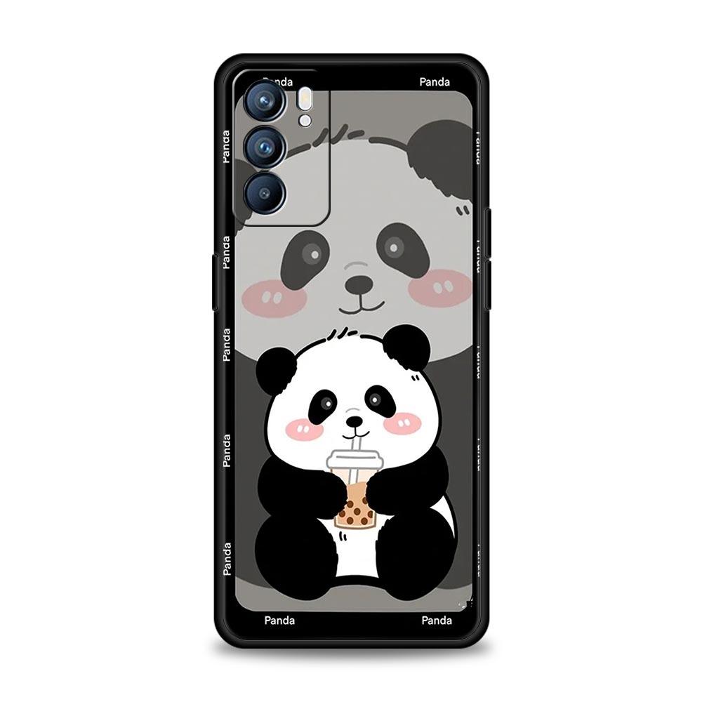 Cute Panda Climbing Bamboo Phone Case For Oppo Reno8 Reno7 Reno6 Pro A54 5G Find X6 X5 A53 A52 A9 A15 A95 A17 A16 A57 A31 Cover