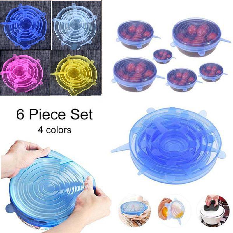 Source European Standard Silicone Six-piece Set Fresh-keeping Cover Stretch Bowl Cover Refrigerator Microwave Seal Fresh-keeping Film