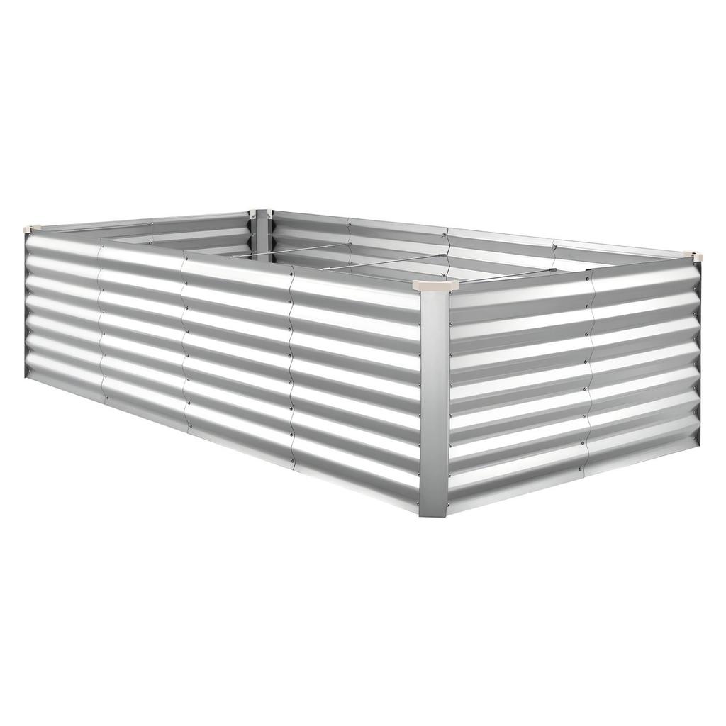 Galvanized Raised Garden Bed, 2400 X 1200 X 620 Mm, Rectangular Metal Planter Box Kit Outdoor, Bottomless Elevated Planting Box with Gloves, Alu-Zinc,