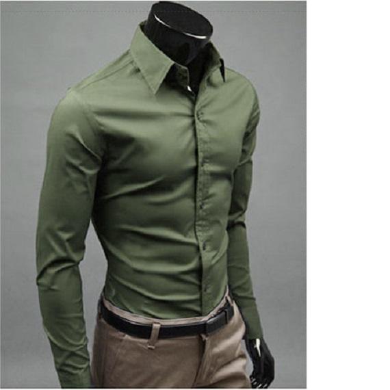 Men's Shirt Casual Men's Fashion Solid Color Long Sleeve Shirt