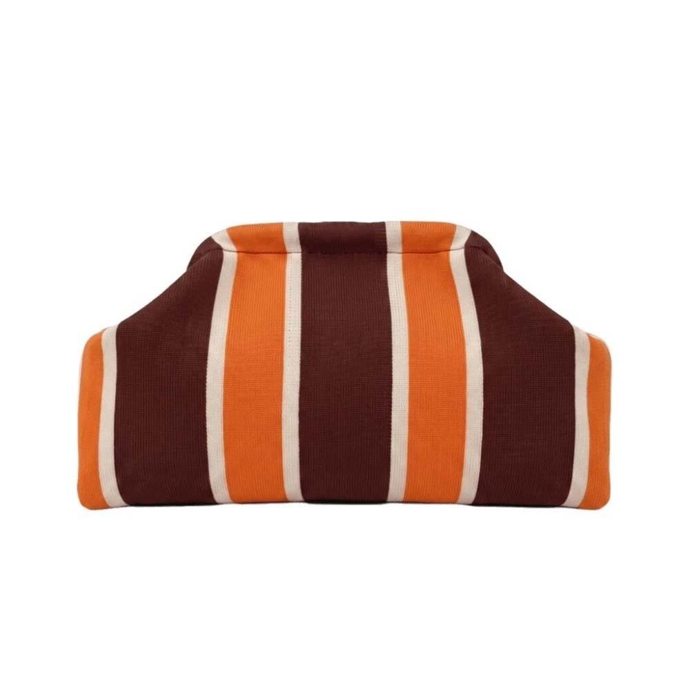 Hasp Closure Striped Bag Soft Texture Cloud Pouch Wrinkled Purse Knit Clutch Fashion Ladies
