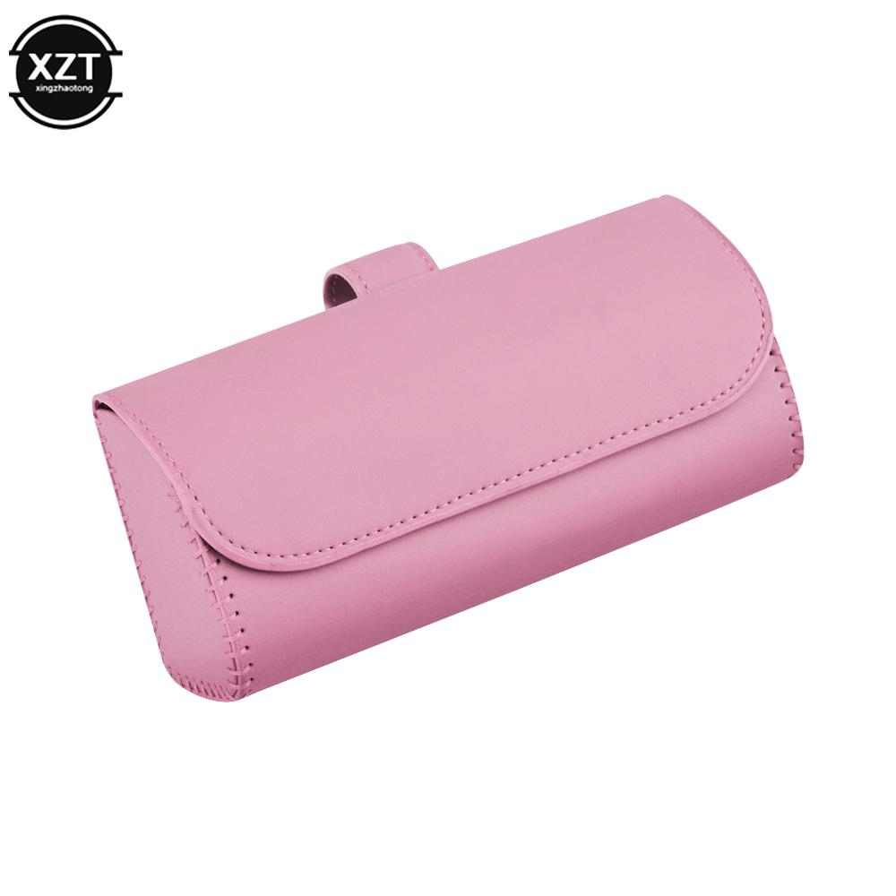 

PU кожаный автомобильный козырек, держатель для солнцезащитных очков, магнитная застежка, держатель для солнцезащитных очков, ящик для хранения, держатель для очков, салон автомобиля розовый