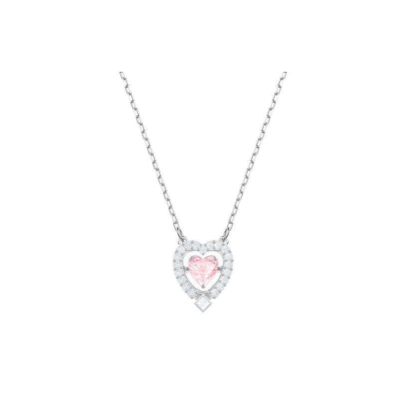 Swarovski Beating Heart Sparkling Dance Sparkling Crystal Color Heart Shape Clavicle Necklace Women s 5465284