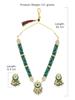 Green Beaded Meenakari Long Kundan Necklace Earring & Ring Set For Women