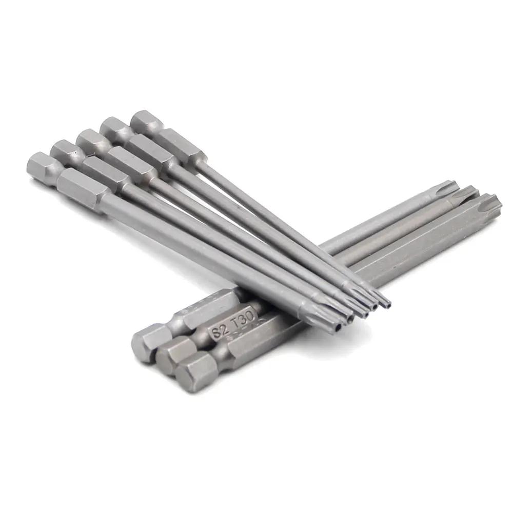 8Pc 100mm S2 Magnetic Hexagonal Hollow Plum Blossom Hole Handle Screwdriver Head Hand Electric Drill Pneumatic Tool Accessories