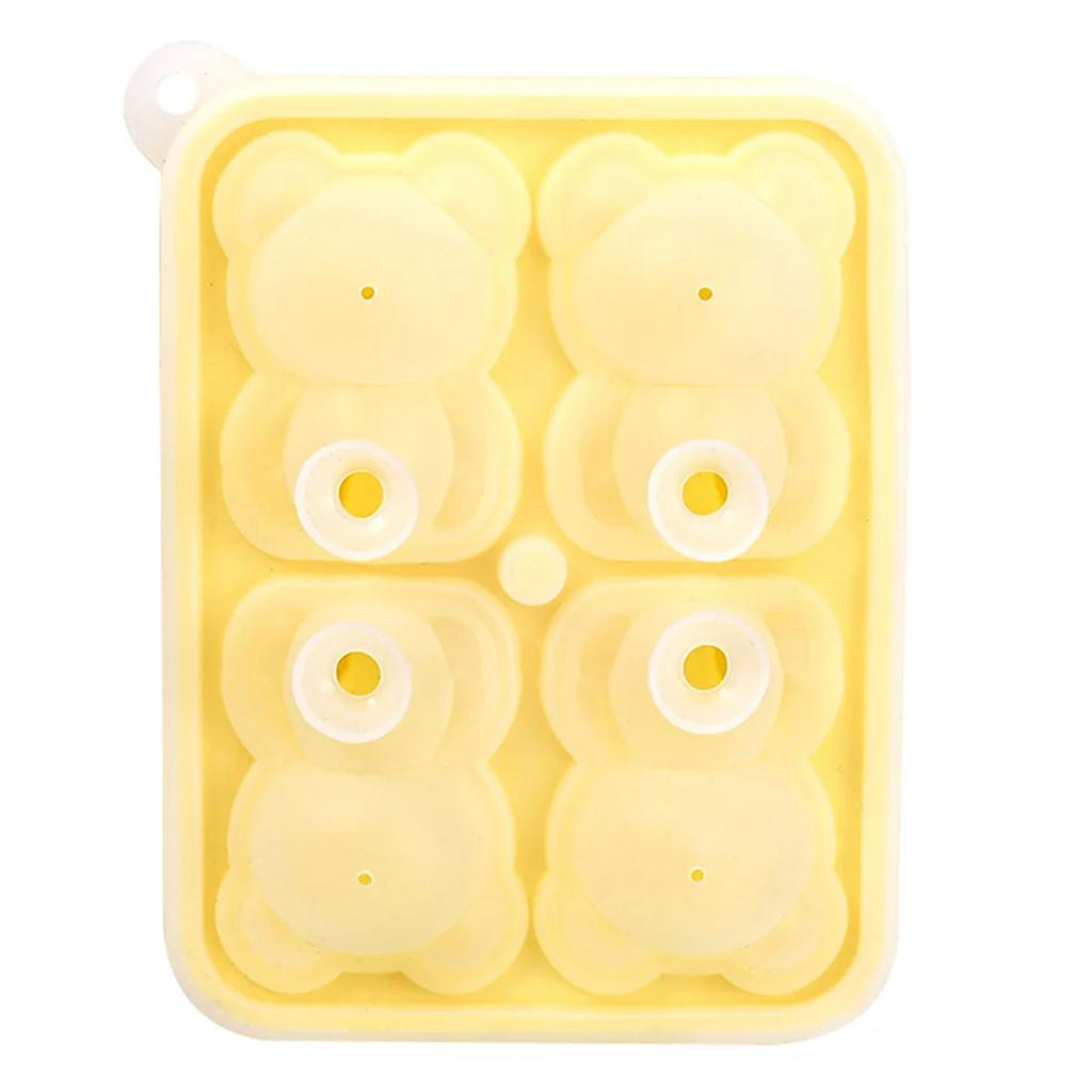 1pc New Four Grid Bear Ice Cube Mold Silicone Ice Grid Home Ice Cream Ice Cream Frozen Ice Ball Ice