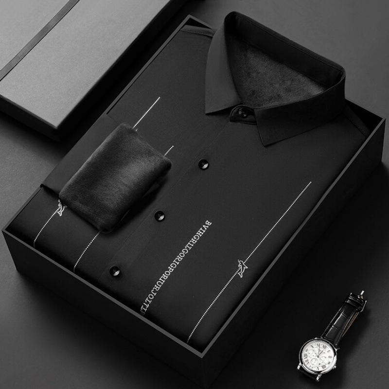 Рубашка с принтом Мужская универсальная бархатная утолщенная рубашка с длинными рукавами — фото 8