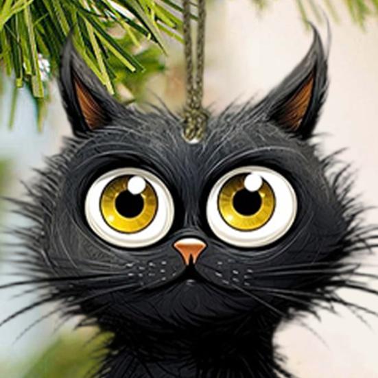 10/20Pcs Halloween Black Cat Hanging Decoration Indoor Outdoor Car Rearview
