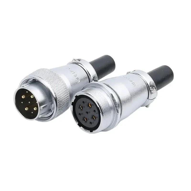 WEIPU WS24 TQ+ZQ WS24 Metal IP65 Waterproof Electrical Wire Cable Connector M24 2 3 4 9 10 12 19 Pin Industrial Outdoor Adapter