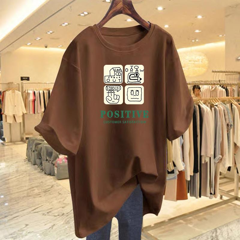 

Summer letter cotton printed t-shirt versatile casual loose short sleeve women s new XXXL