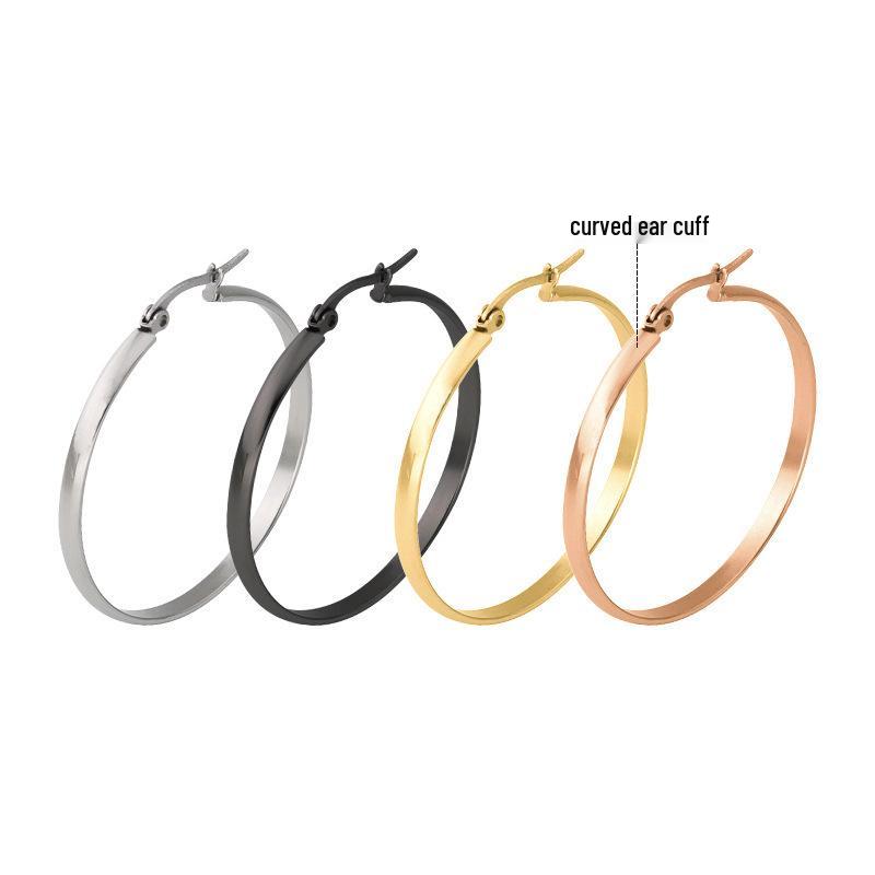 

Европейские и американские популярные серьги-кольца из титановой стали большого размера золотого цвета