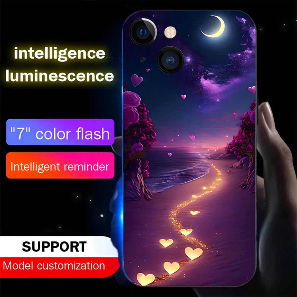 Heart Blossom Sound Control LED Glowing Case – Luminous Glass Cover for IPhone Samsung