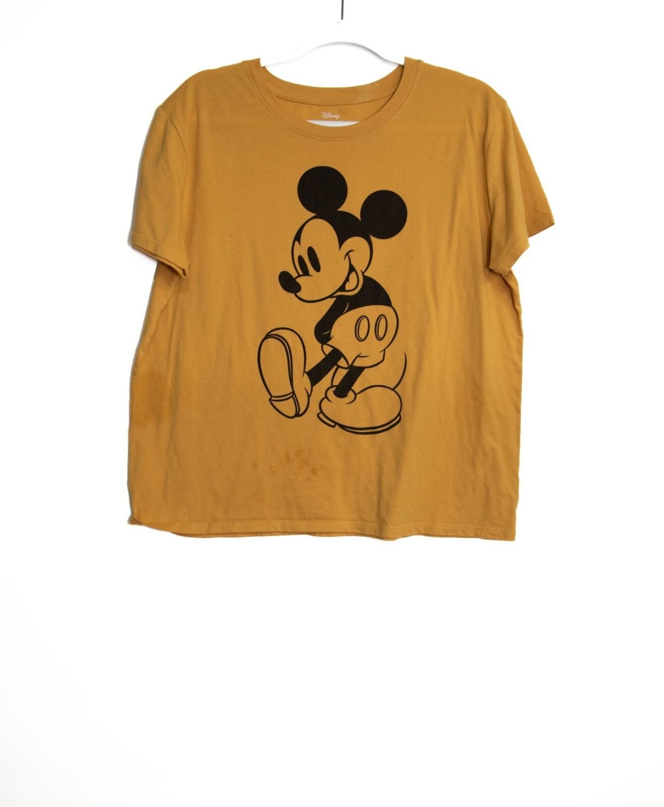 Disney Mickey Mouse Mustard Yellow Graphic 2XL T-Shirt Short Sleeve Unisex Casua XXXXL
