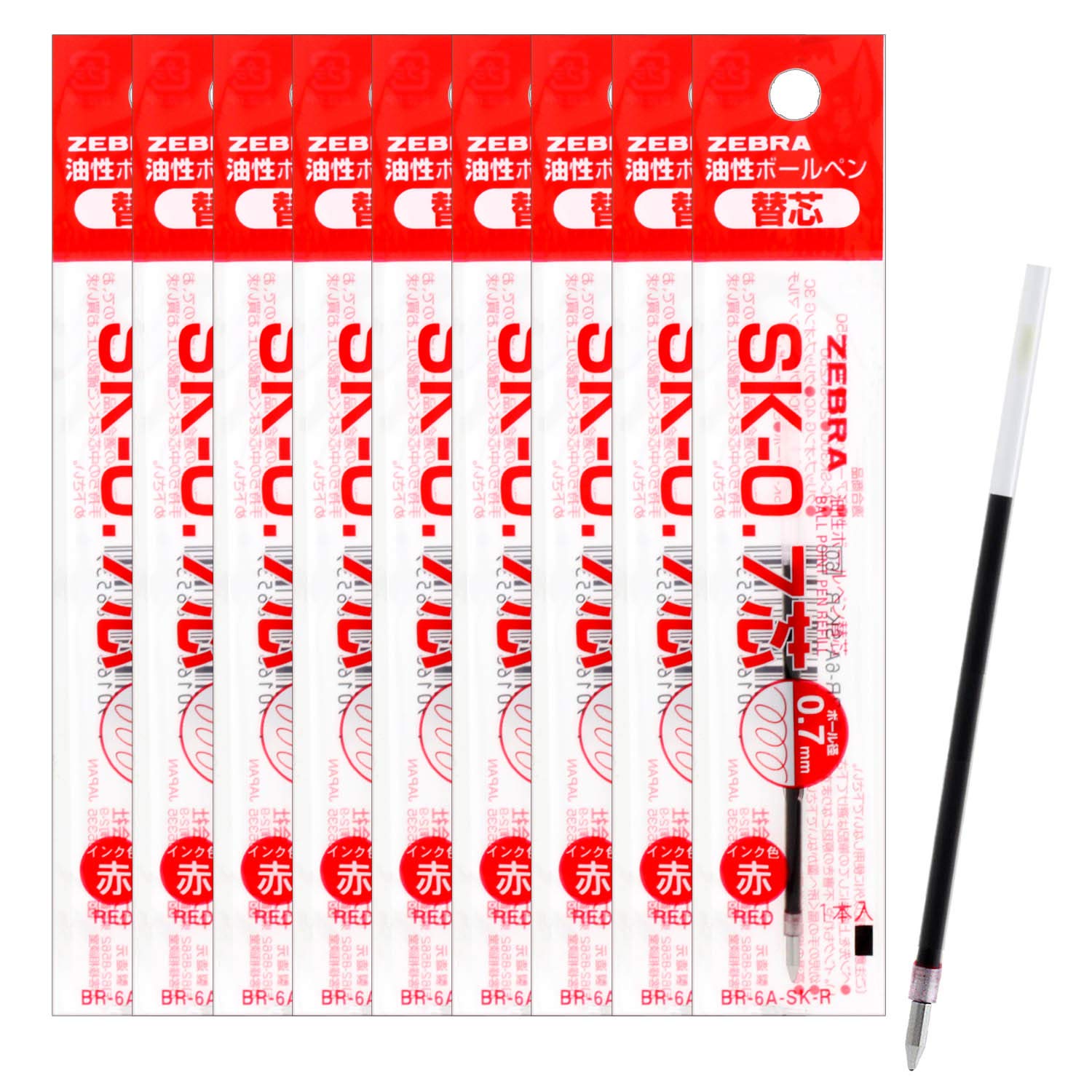 

Zebra ballpoint pen refill lead red 10 pieces oil-based clip-on SK-0.7 B-BR-6A-SK-R
