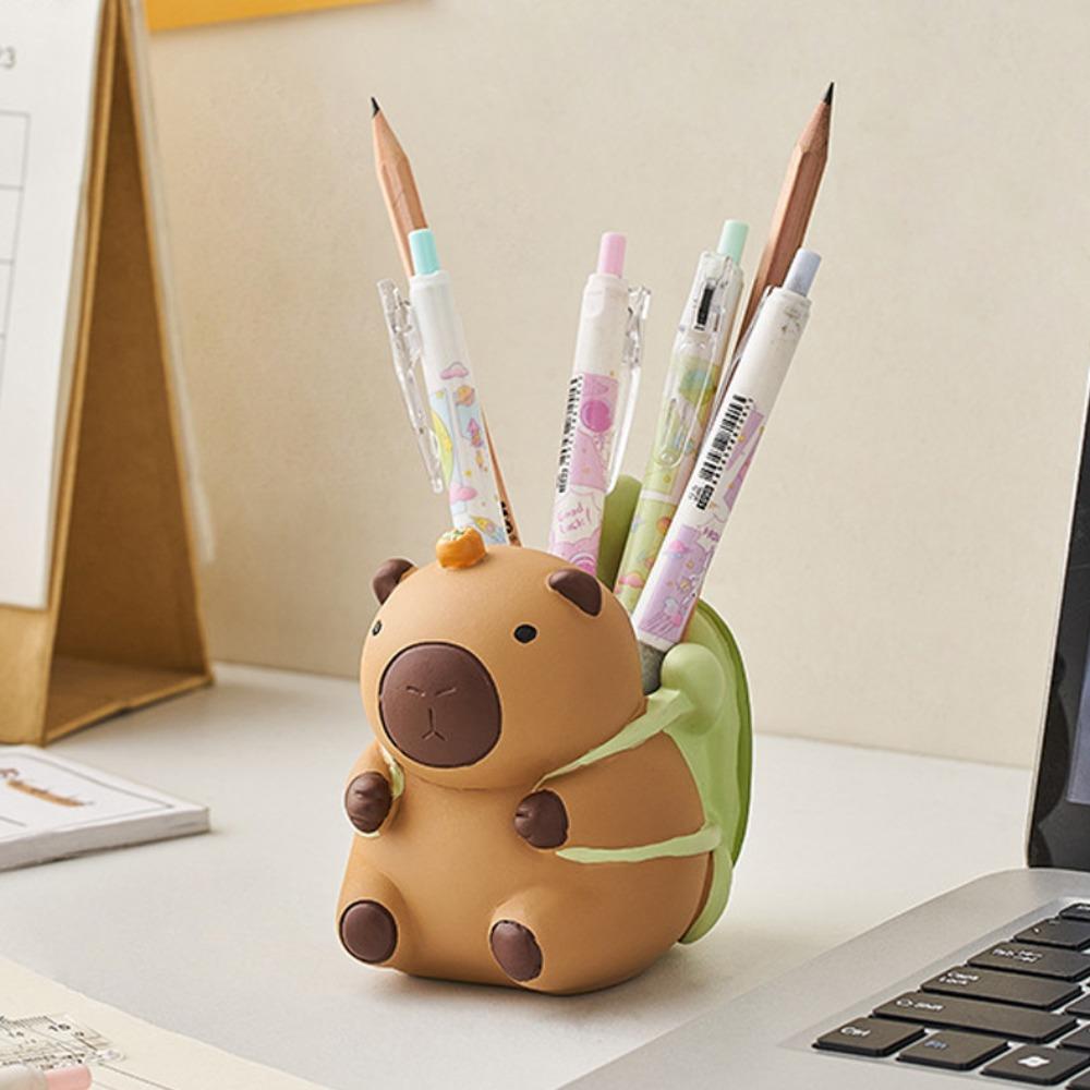 

Capybara Pencil Storage Box Resin Craft Stationery Organizer Desk Pen Holder Desktop Decoration capybara