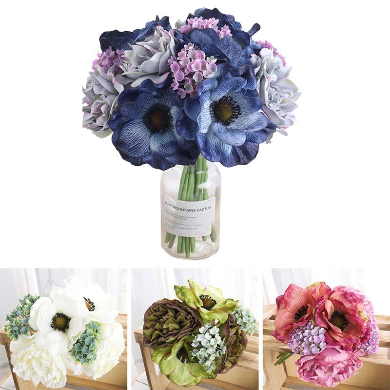 Peony Poppy Bouquet Gypsophila Simulation Flower Home Decor Photography Prop