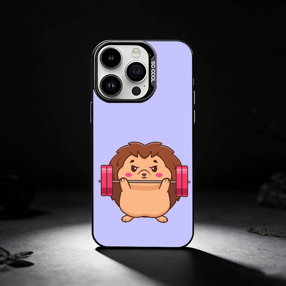 

Cute cartoon animal lifting iron Phone Case For iPhone 17,16,15,14,13,12,11 Plus,Pro Max,XS,Colored silver phone case iPhone17
