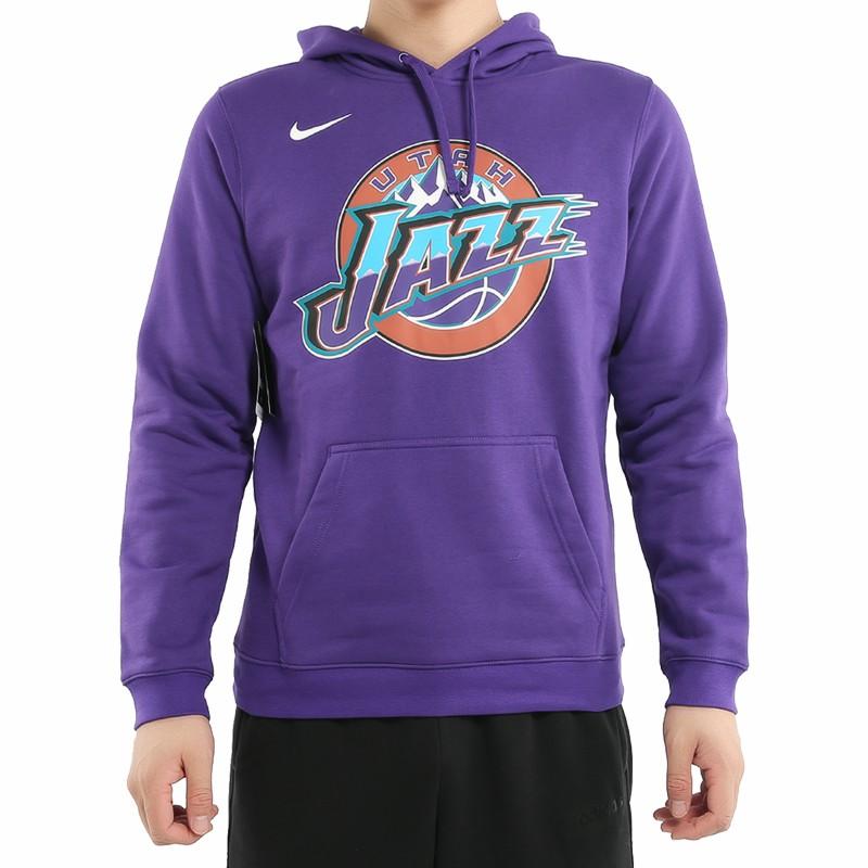 Nike NBA Classic Logo Utah Jazz, Hooded Comfortable Casual Versatile Thermal Fleece Lined Long Sleeved Sweatshirt Men's CI4540-504