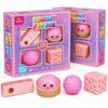 4-Pack Squishy Stress Relief Set, Slow Rising Malt Sugar Squeeze Fidget Toys, Fun Desk Accessories and Gift Set(Pink)