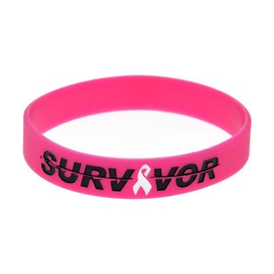 Pink Ribbon Cancer Survivor Silicone Bracelet - Inspirational Charity Wristband