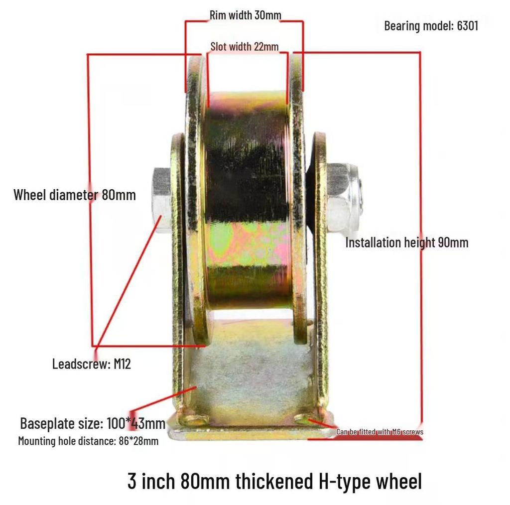Steel Pulley with Bracket: V, U, H-Type Guide Rail Wheel for Sliding Doors