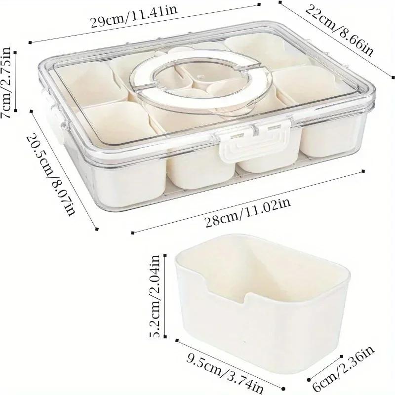 4/8 Grid Portable Snack Platters Organizer Divided Serving Tray with Lid Handle with Reusable Snack Box Household Kitchen