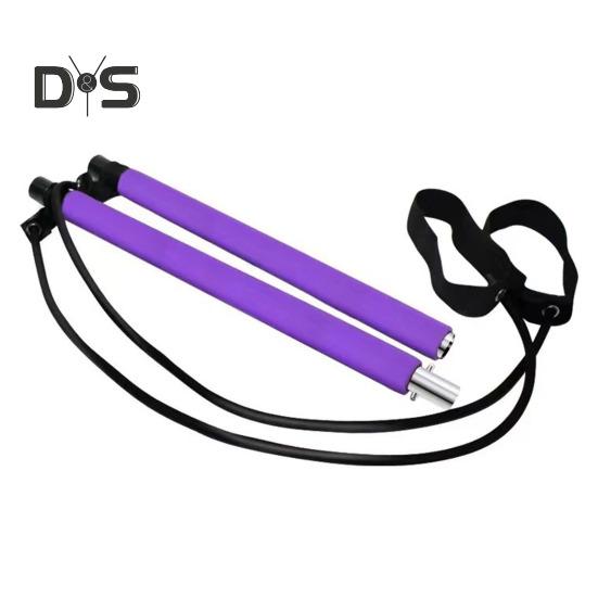 Pilates Bar with Resistance Band Strength Training Body Stretching Leg Hip Waist Arm Exercise Bar Home Gym Workout Men Women Fitness Equipment
