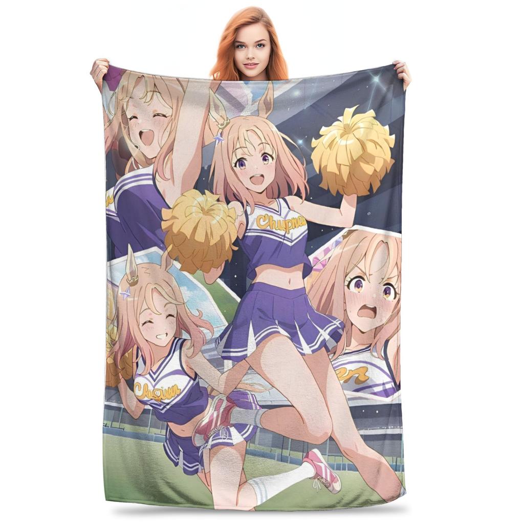 Uma Musume Pretty Derby Blanket Fleece Printed  Portable Warm Throw Blanket for Bed Outdoor Bedspread