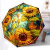 1PC Sunflower Stained Art Automatic Open/close, All-Season Portable Folding Umbrella for Women & Men Yy250919141