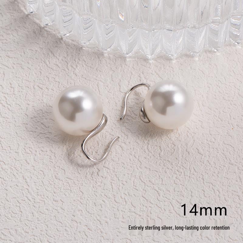 2025 Pure Silver Pearl Stud Earrings for Women - High-End Feel with Ear Drops & High Heels Ear Hooks