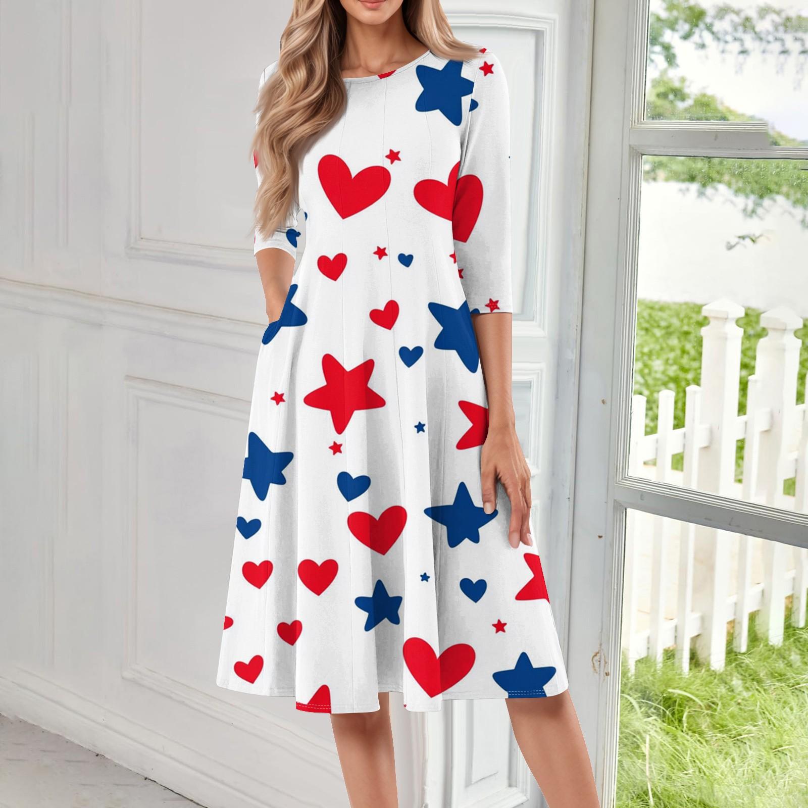 

Женское повседневное модное платье миди с круглым вырезом и рукавом три четверти M белый