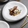 Creative Dessert Plate, Black and White Frosted Ceramic Plate, Irregular Tableware, Oval Shaped Plate, Sashimi Dish, Kitchenware