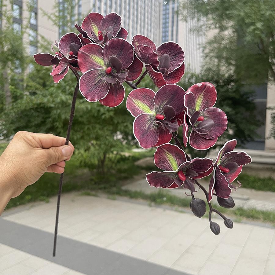 10pcs Phalaenopsis Orchids Artificial Flowers EVA Material 9 Heads Fake Orchid Stems for Wedding Home Decor Outdoor Photography