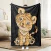 1pc Soft Flannel Blanket with Cute Lion Face - All-Season Cozy Throw, Machine Washable Gift for Home, Office, or Travel - Perfec