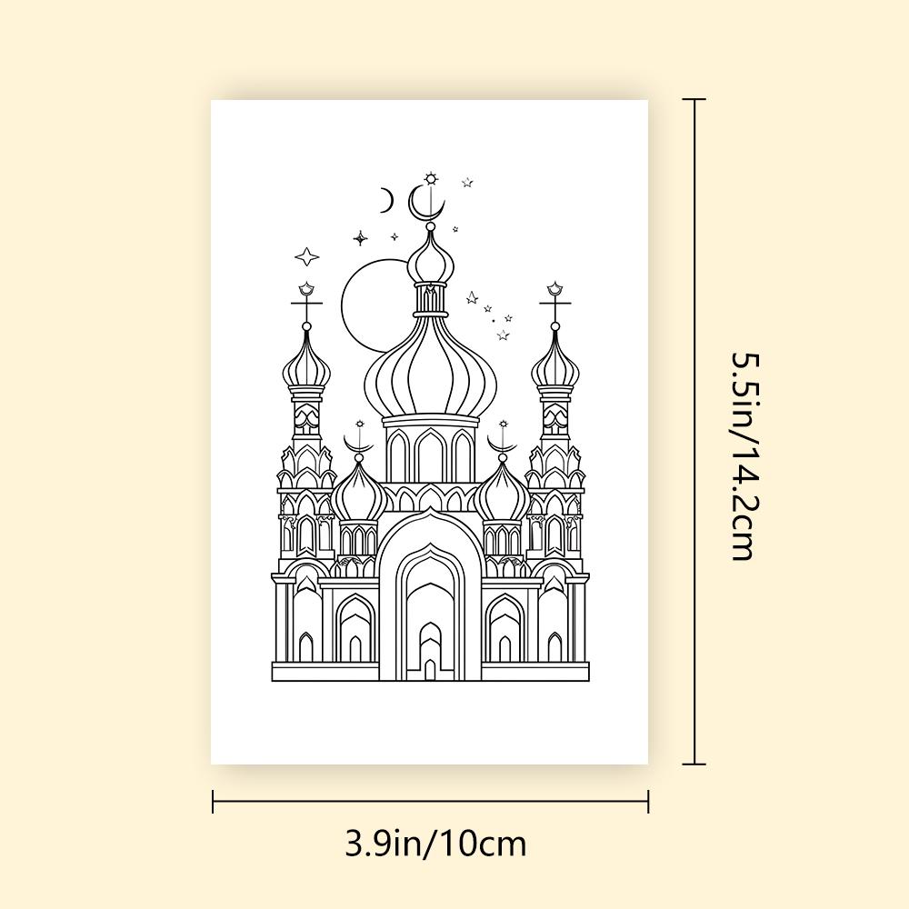 32 шт., Раскраски-дудлы на Ид, Раскраски для самостоятельного раскрашивания, Раскраски на Ид, Луна, Звезды, Фонарики, Семейные и праздничные мероприятия