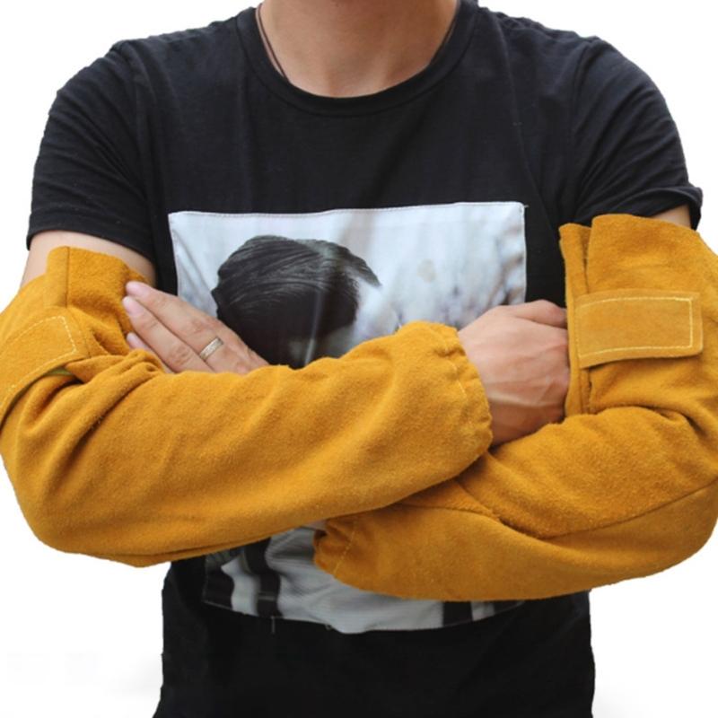 Leather Welding Arm Guards Sleeves Flameproof with Heat Resistant Properties for Metal Workers Metalwork Mechanics 2pcs