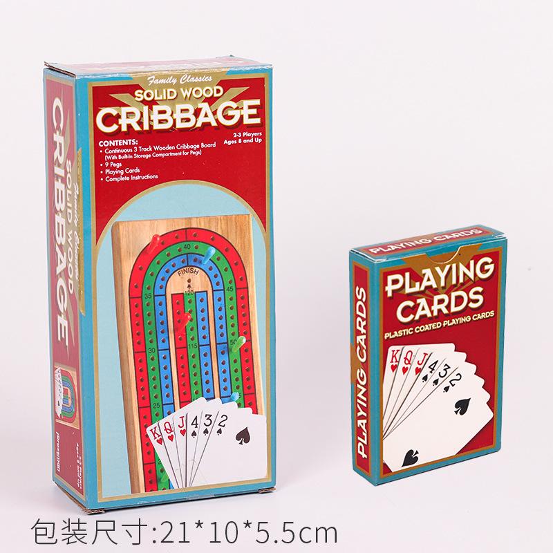 Wooden Cribbage Board Game, Traditional Pub Card Game with Scoring Board for Adults Family Bar Party