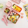 2 Layer Portable Leakproof Snack Lunch Bento Box Food Storage Container Office Kid Student Microwave Dinnerware Fork Spoon Set