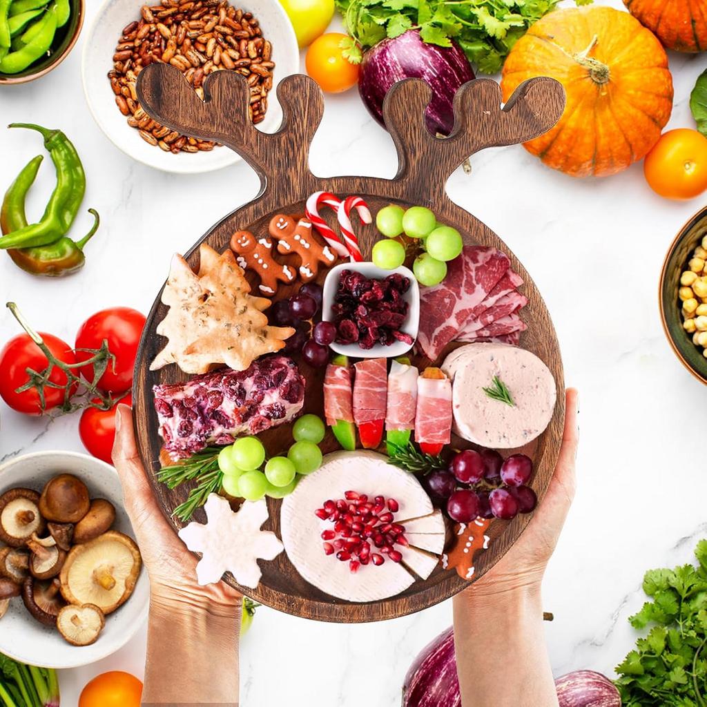 Appetizer Platter Decorative Christmas Tray Dessert/Snacks/Fruit/Cookies Wood Serving Platter Charcuterie Board Kitchen Supplies