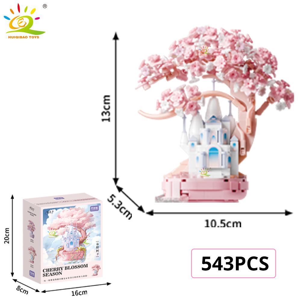 

Non-Toxic Diy Discoloration Cherry Blossom Moc Flower Pink Tree House Building Blocks Classic Model Bricks Sets Kid Romantic Gift no box